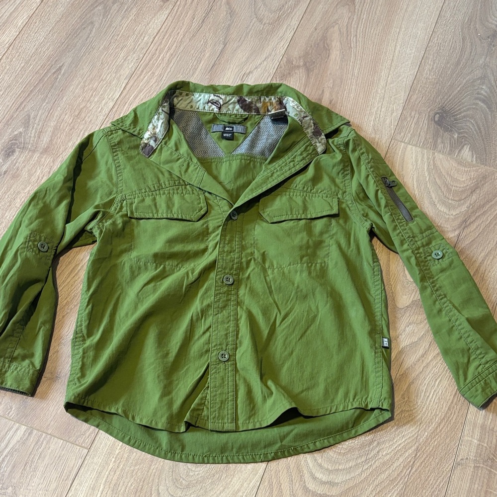 REI Olive Green Kids Button Down Shirt